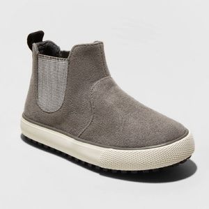 Cat & Jack Boys Kids Sneaker Booties Shoes 6 Gray Faux Suede Leather Slip On NWT